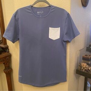 BYLT Men Blue White Pocket Drop Cut S/S Lux T-Shirt Size Medium